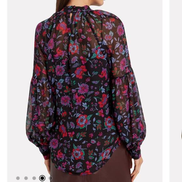Veronica Beard Cicely Silk Multicolor‎ Floral Print Long Sleeve Blouse Sz 8 - Picture 2 of 9